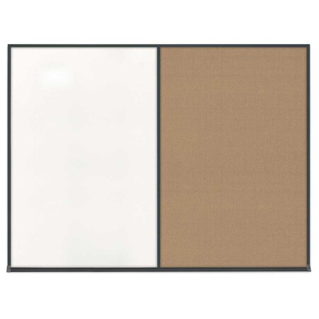 United Visual Products Double Door Radius Corkboard, 42"X32", B UV80025-BLACK-DRKSPR